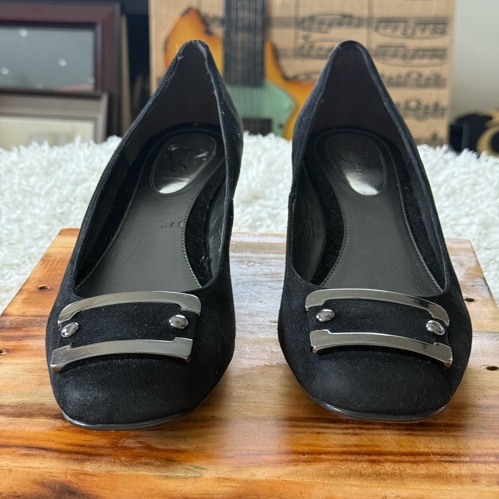 Alfani Elegant Black Heels with Metallic Accents